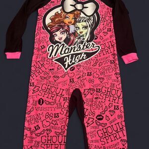 Monster High Girls Fleece Onesie Pajamas | 7/8 Union Suit Zip Sleeper